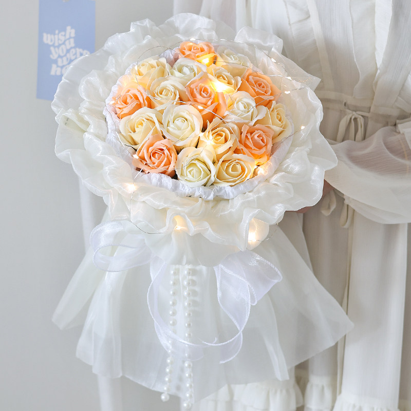 女神纱裙香皂玫瑰玫瑰花花束七夕节女生表白求婚创意礼盒