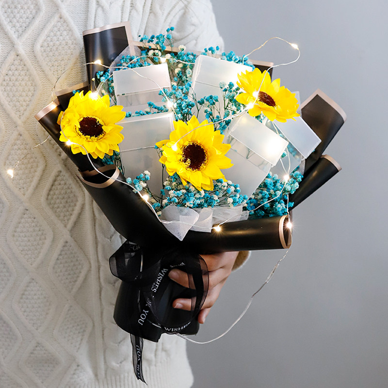 男生生日礼物男礼盒装创意香茶烟花花束精致创意礼盒