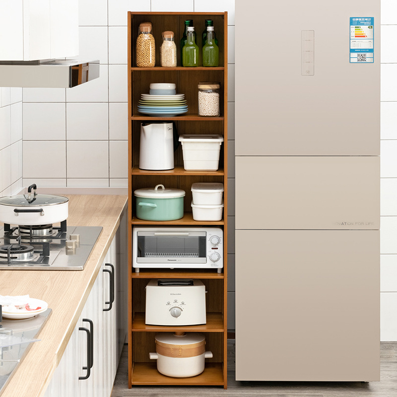 厨房置物架楠竹夹缝碗碟调料收纳落地多层层带厨房置物架