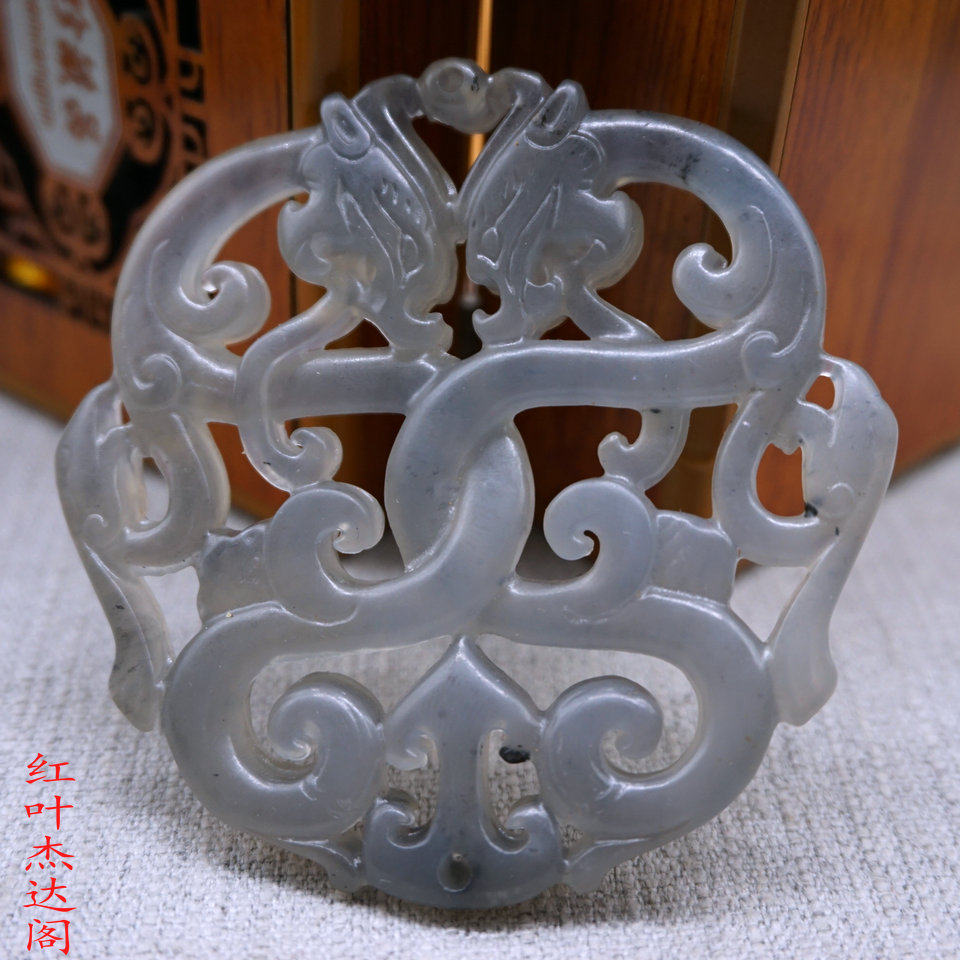 双龙双凤岫玉仿古玉佩双面雕刻挂件玉坠古风手饰