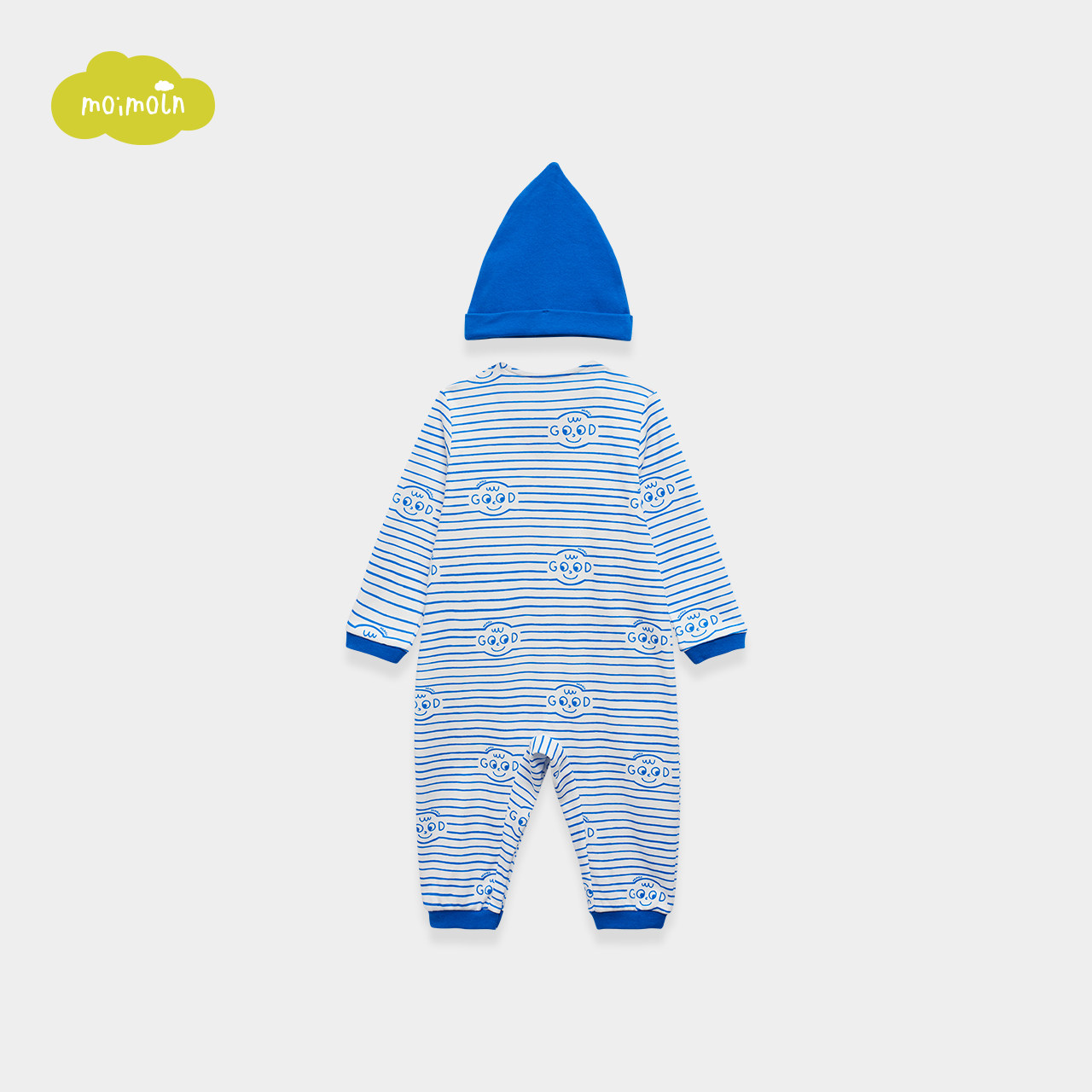 moimoln小云朵童装春夏男女宝宝连体衣纯棉舒适条纹爬服哈衣