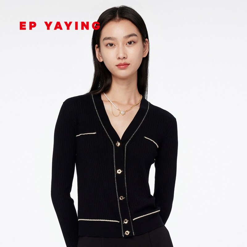 小香风epyaying雅莹女装简约领羊羊毛针织衫2022毛针织衫