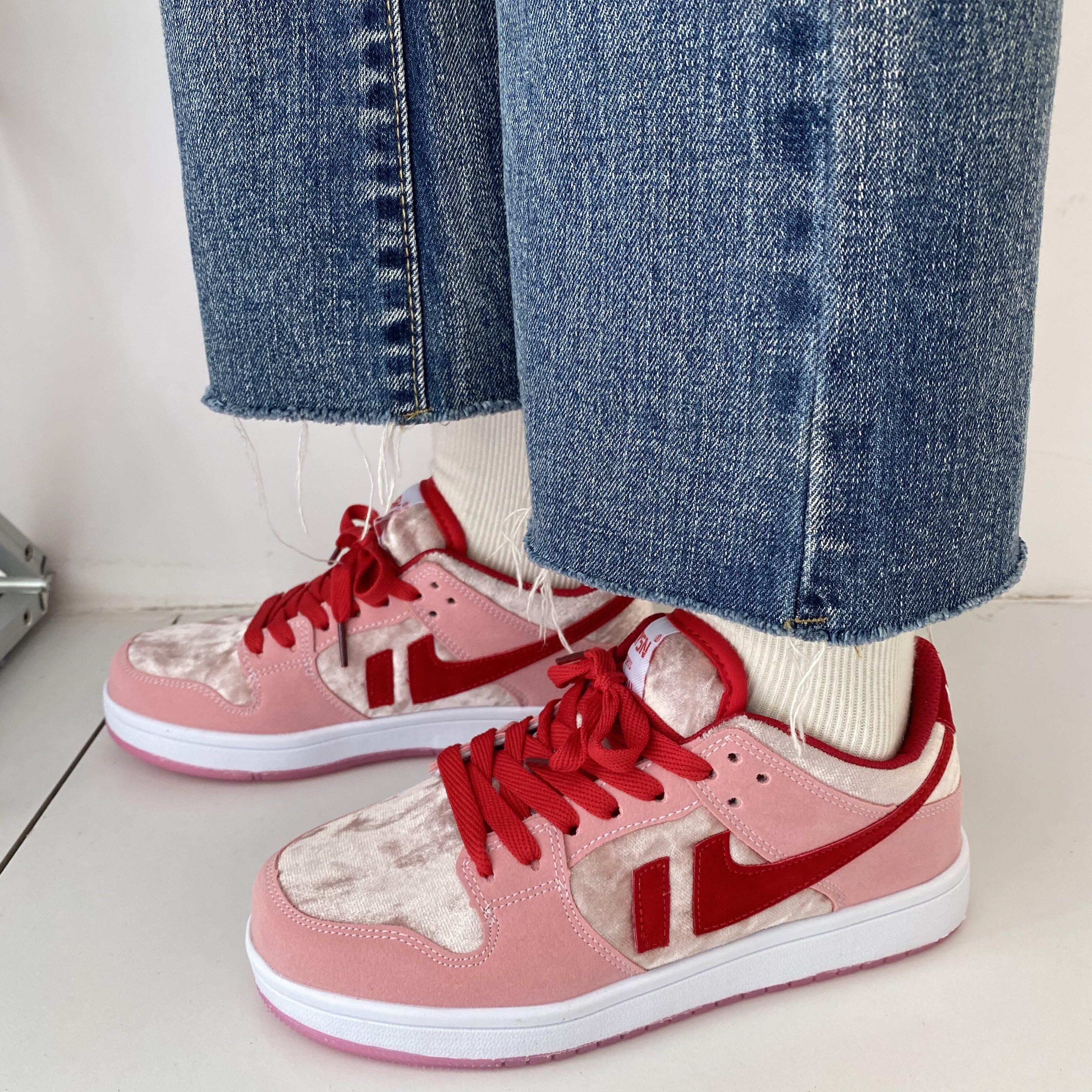 小黄桃韩国chic运动鞋ins丝绒质感奶蓝色港风跑步鞋休闲女鞋冬