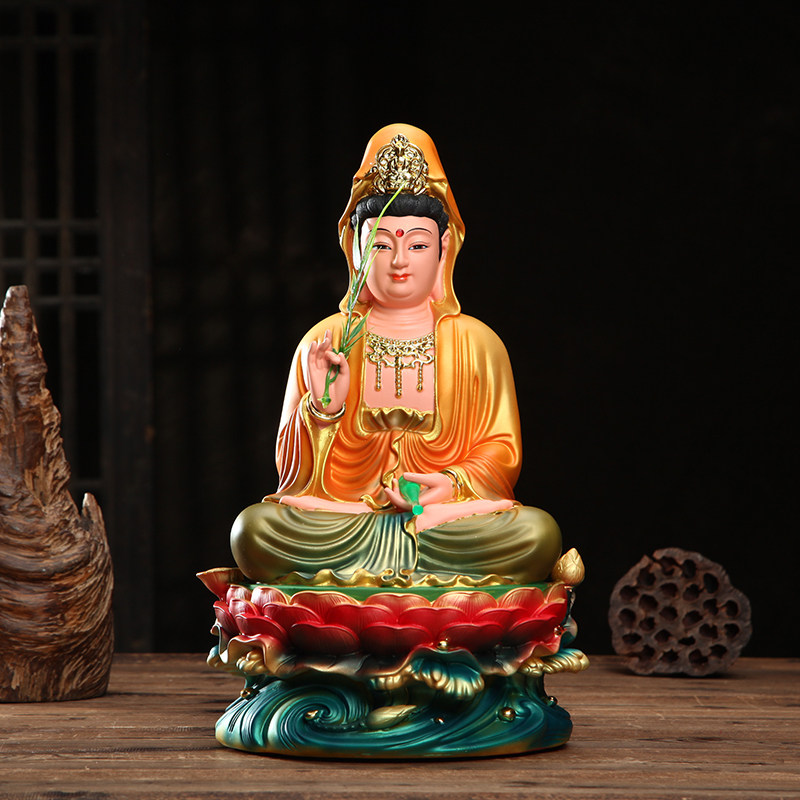 佛像南海观音供奉家用开光关音树脂观世音菩萨摆件