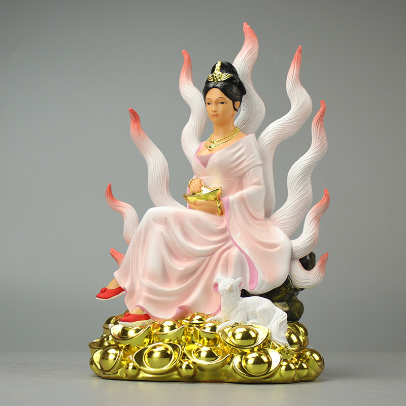 狐仙神像九尾狐仙娘娘供奉神像寺庙开光招桃花求姻缘招财道家摆件