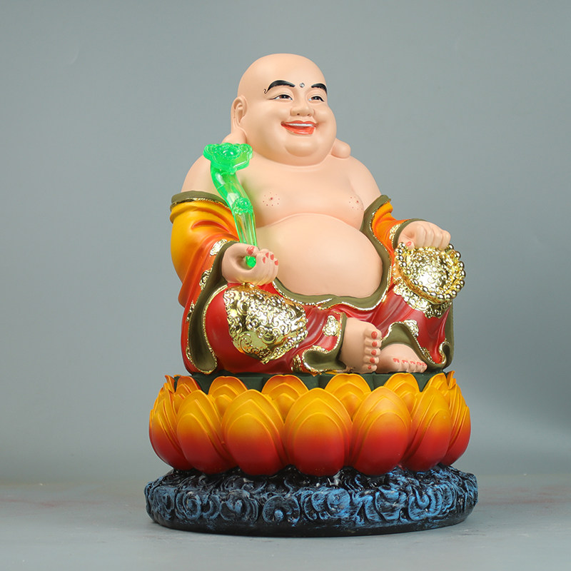大肚弥勒佛笑招财家用12寸坐云开心弥乐神像摆件