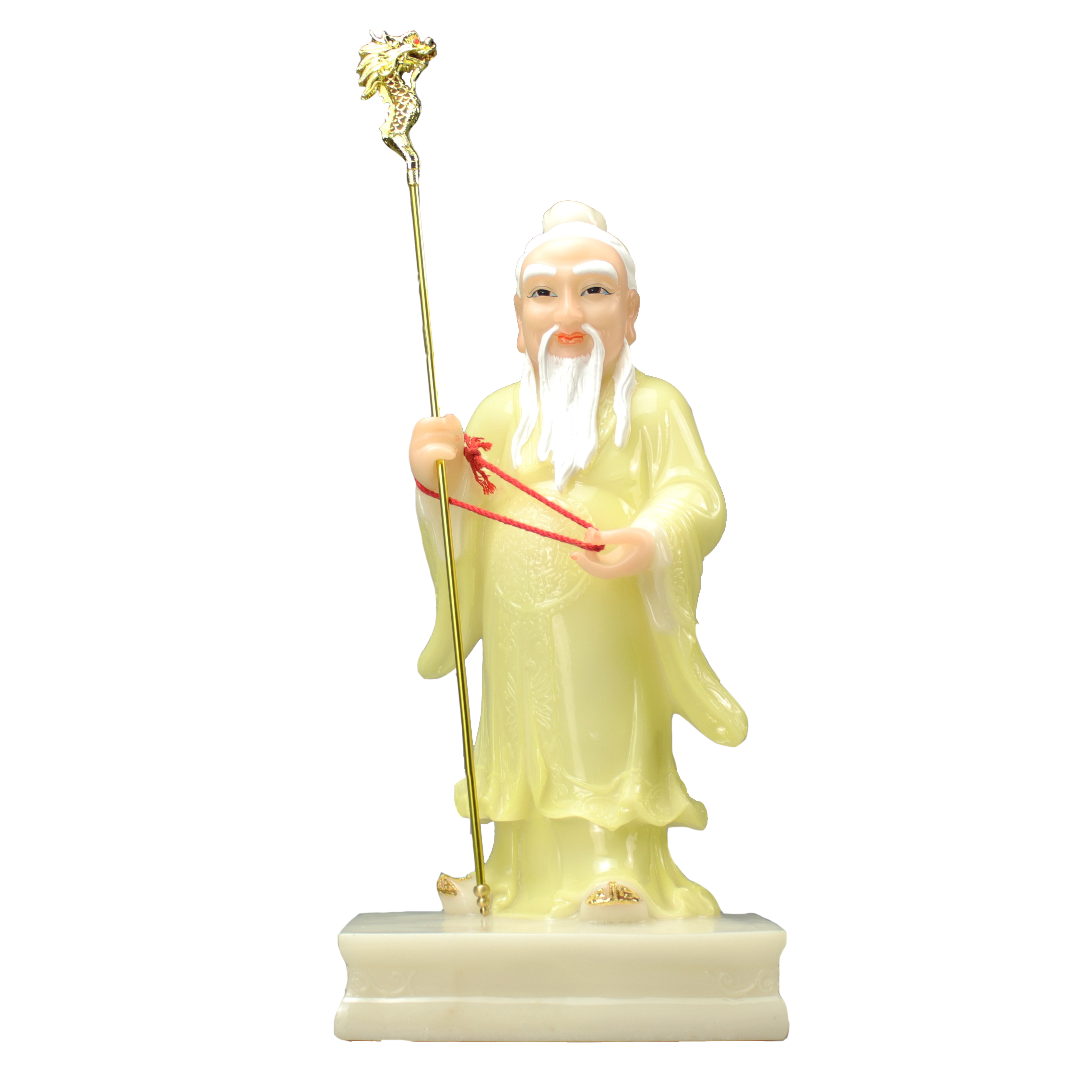 月老汉白玉神像月下老人摆件星君玉石彩绘家用佛像摆件