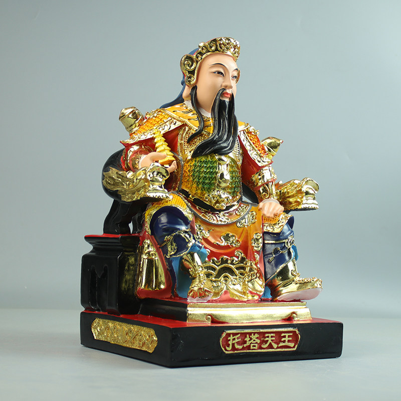 天王神像托塔摆件树脂护法道教李元帅将军李将军摆件