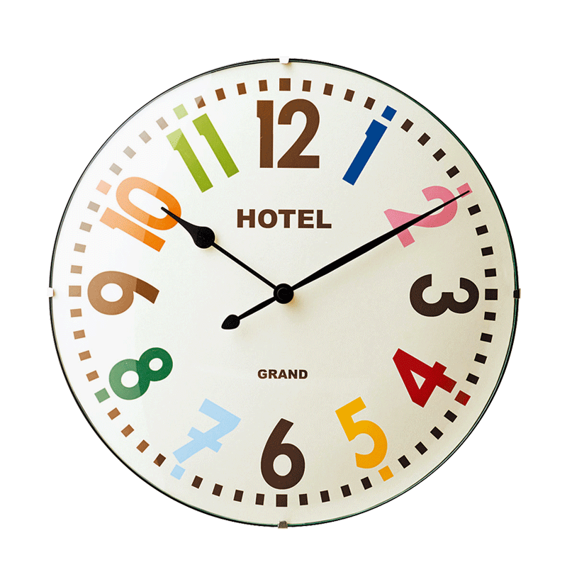 多帝家12英寸北欧彩色数字挂钟时尚创意客厅家用挂钟