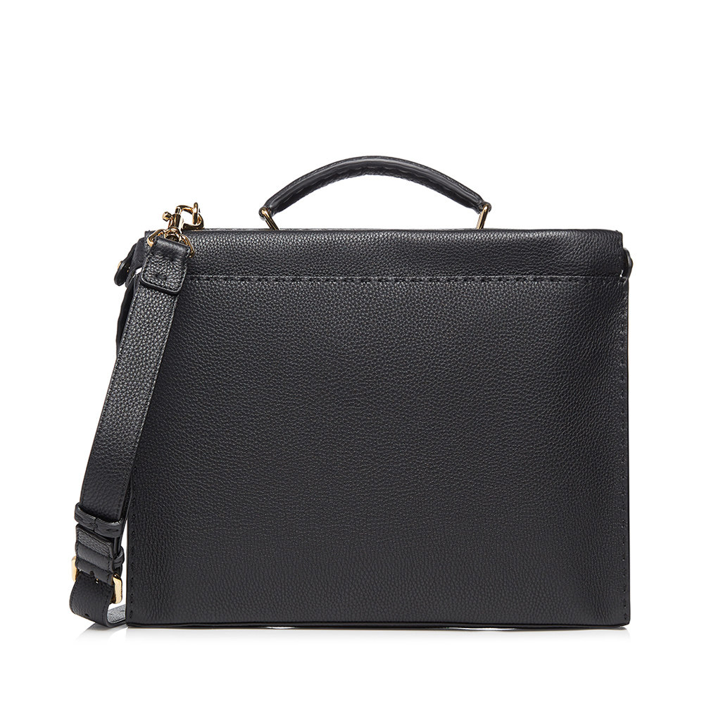 fendi/芬迪 peekaboo经典牛皮黑色小怪兽男士斜挎单肩手提公文包