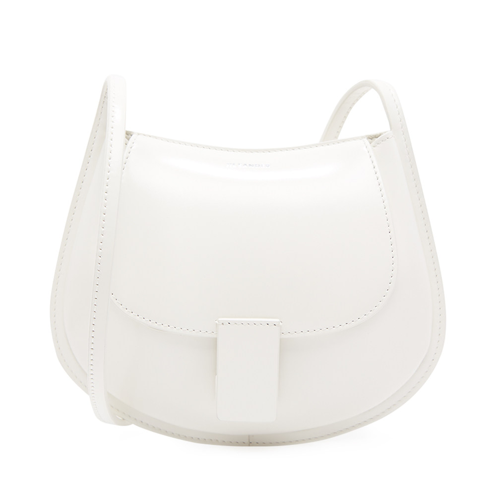 jilsander白色牛皮马鞍斜挎包马鞍包