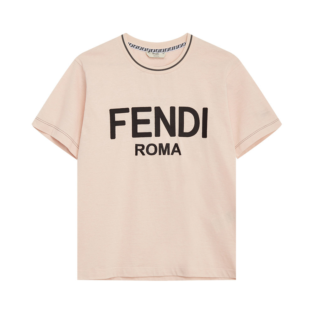 fendi芬迪粉色纯棉气质百搭休闲女士短袖t恤