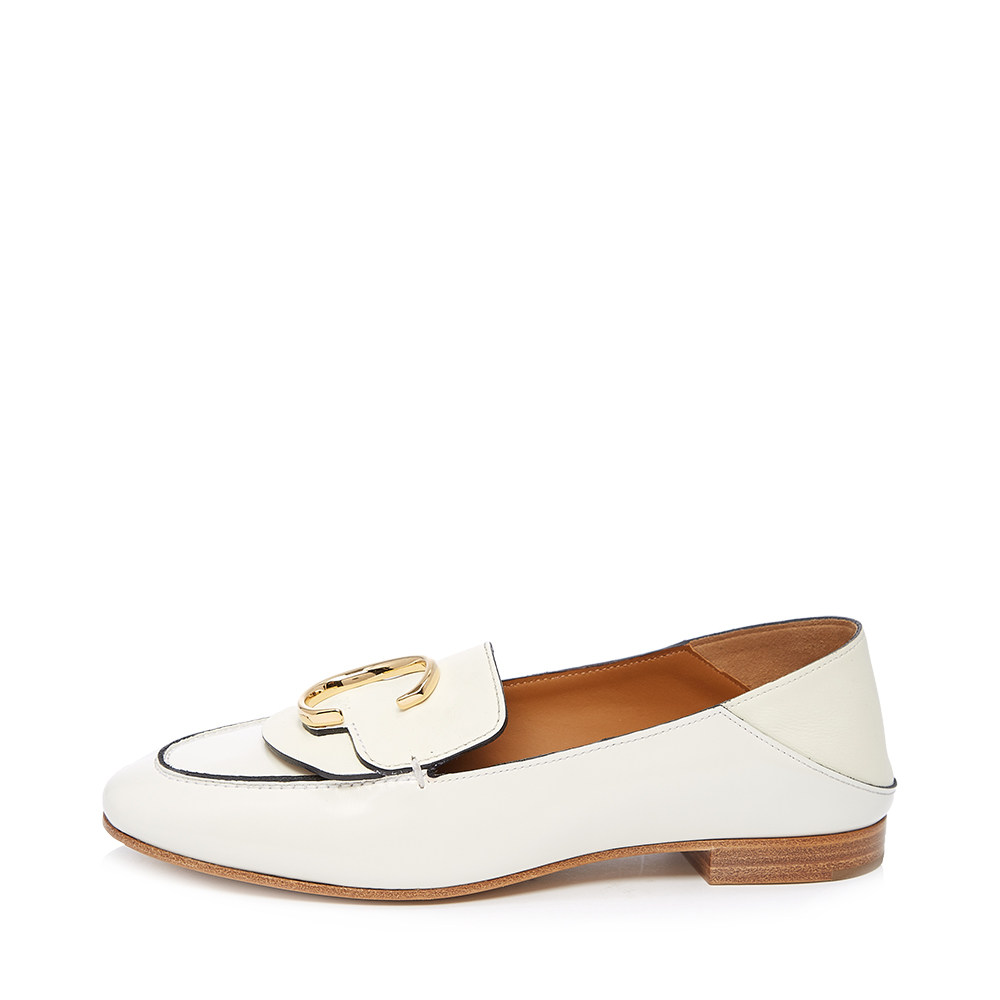 chloe/蔻依chloé c经典款多色牛皮c标识折叠式后跟女士乐福鞋