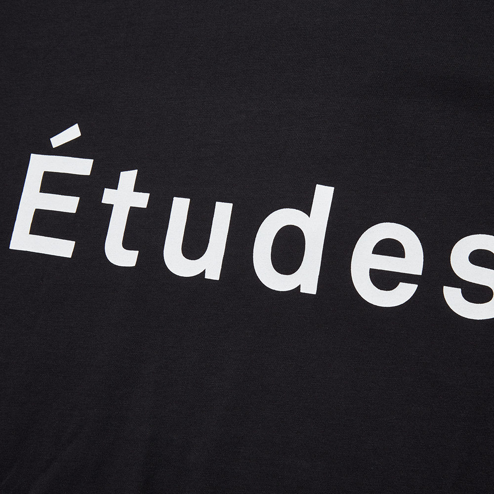 etudes黑色经典时尚字母logo印花男士短袖t恤