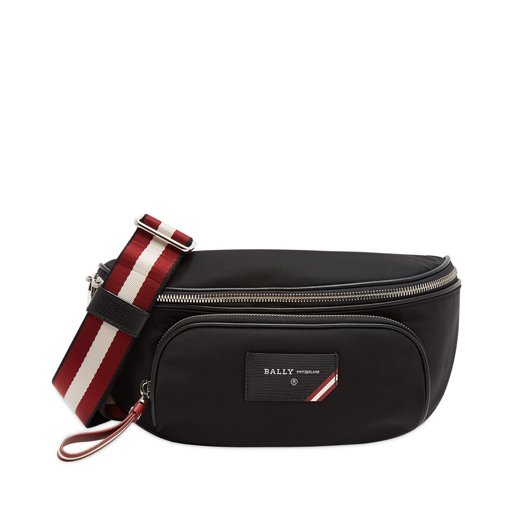 bally巴利黑色时尚潮流男士织物腰包胸包单肩斜挎包男士包袋