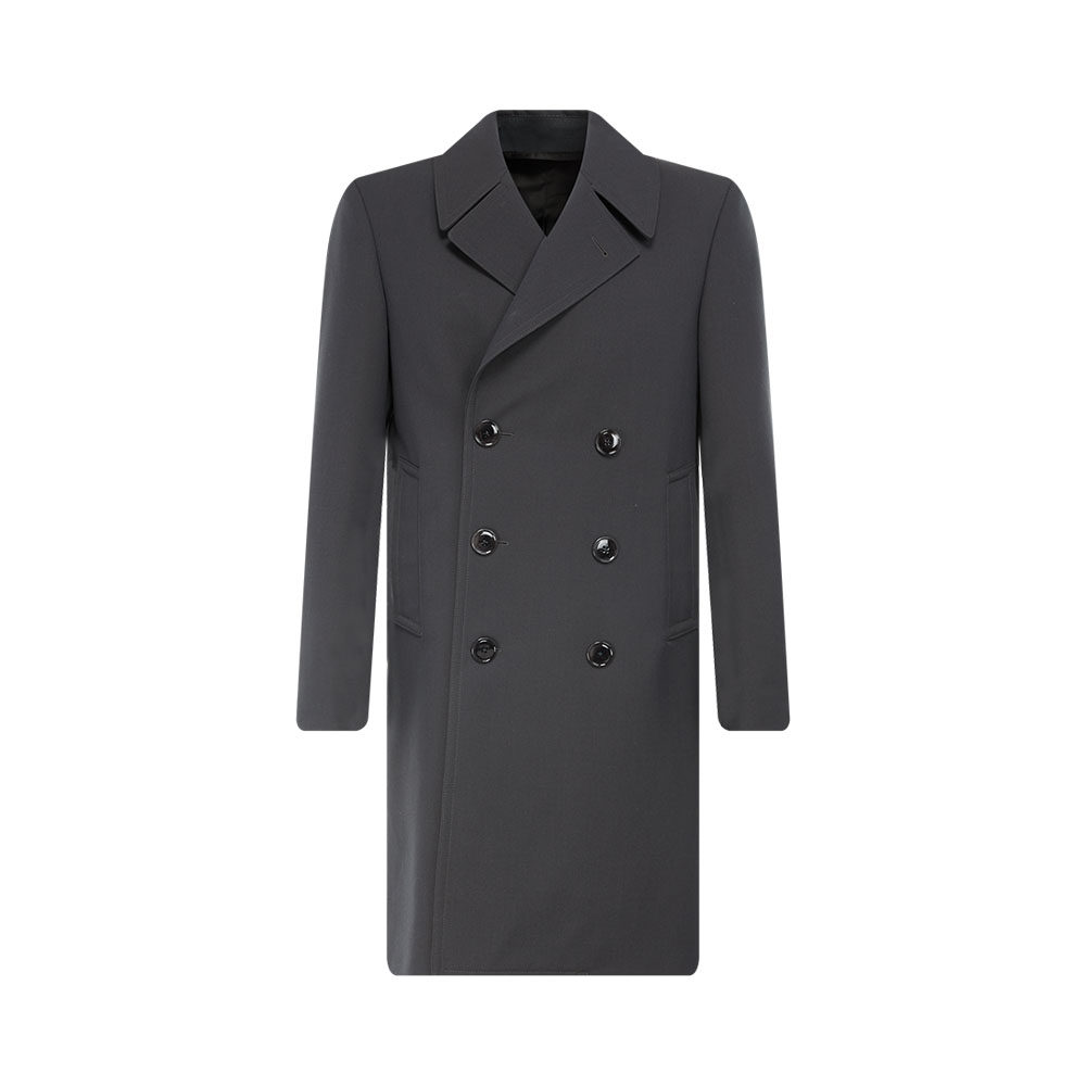 lemaire2021冬深灰色经典双排扣男士长款羊毛大衣毛呢大衣