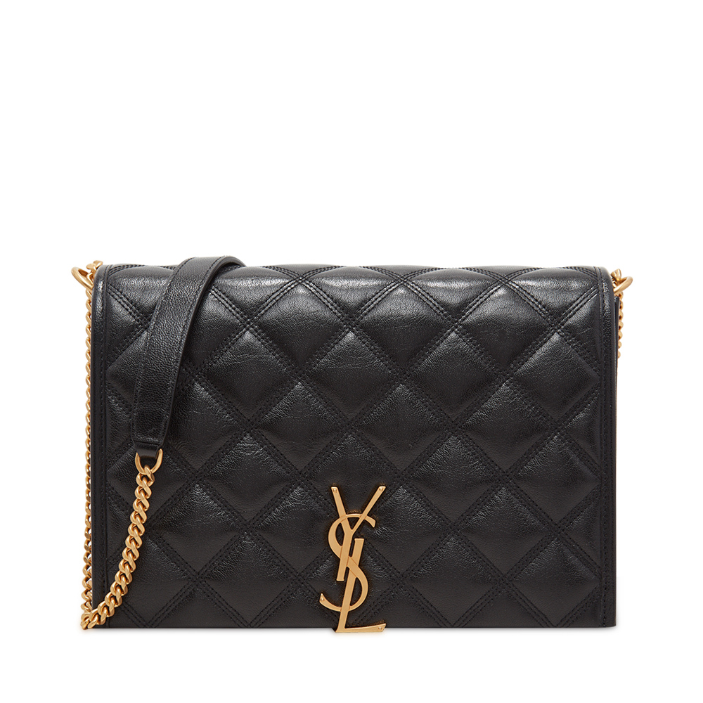 saintlaurentysl圣罗兰黑色牛皮logo金属皮革链条女士包袋