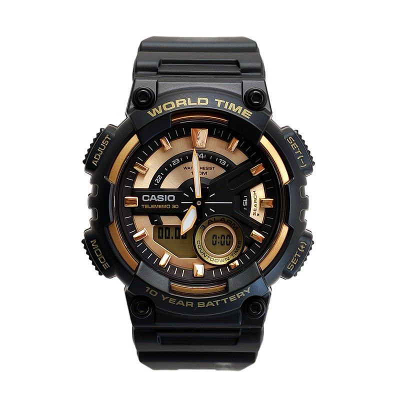 卡西欧手表casioaeq-110bw-9a学生经典复古夜光指针双显日韩腕表