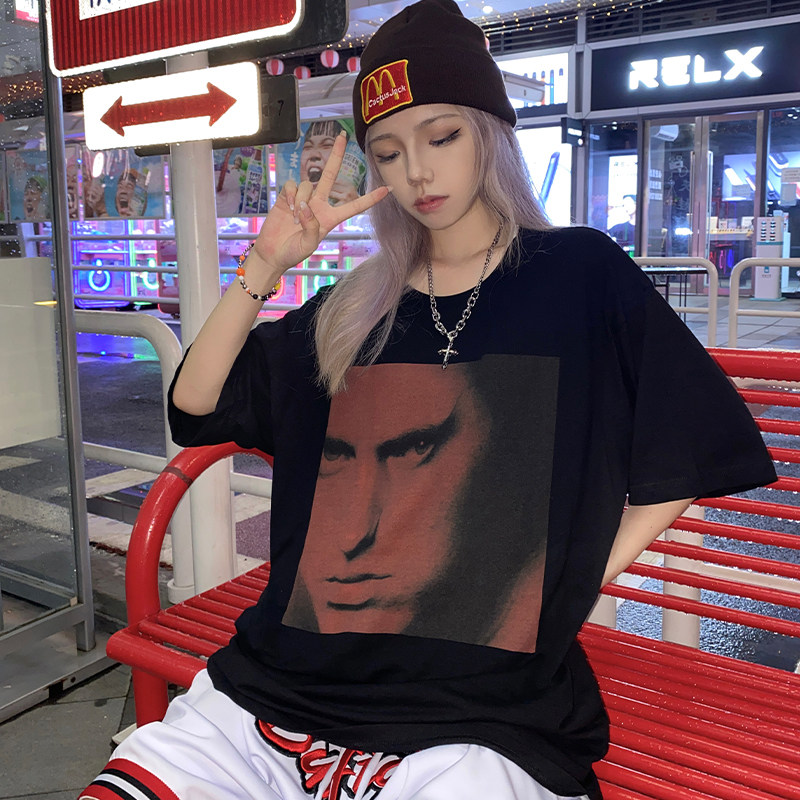 17hours国潮埃米纳说唱歌手阿姆头像印花短袖欧美t恤