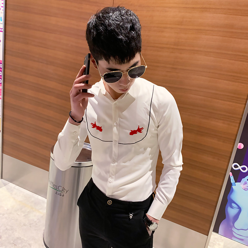 2019男模夜场社会小伙短袖上衣服装帅气个性衬衫