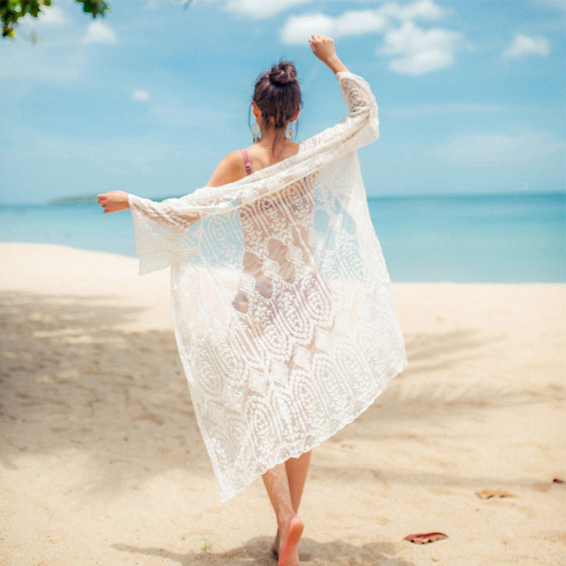 新款低腰比基尼聚拢性感显胸白色蕾丝长款百搭比基尼