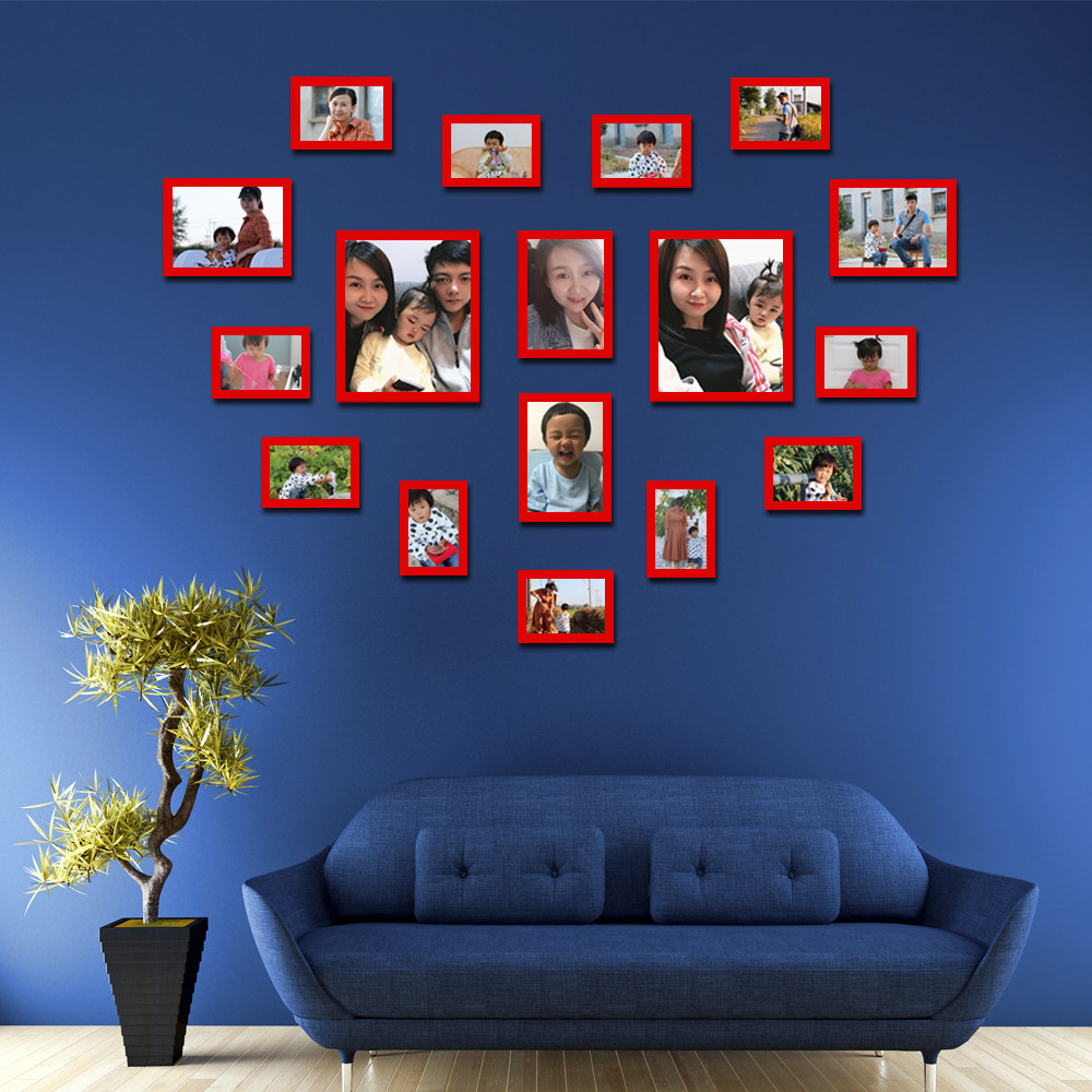 心形照片墙客厅创意浪漫相框墙结婚房卧室免打孔挂墙相片墙洗照片