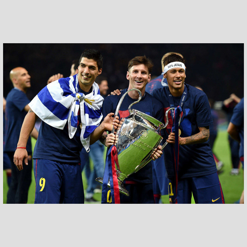 msn巴萨球星海报梅西马尔苏亚亚雷斯足球明星宿舍现代装饰画