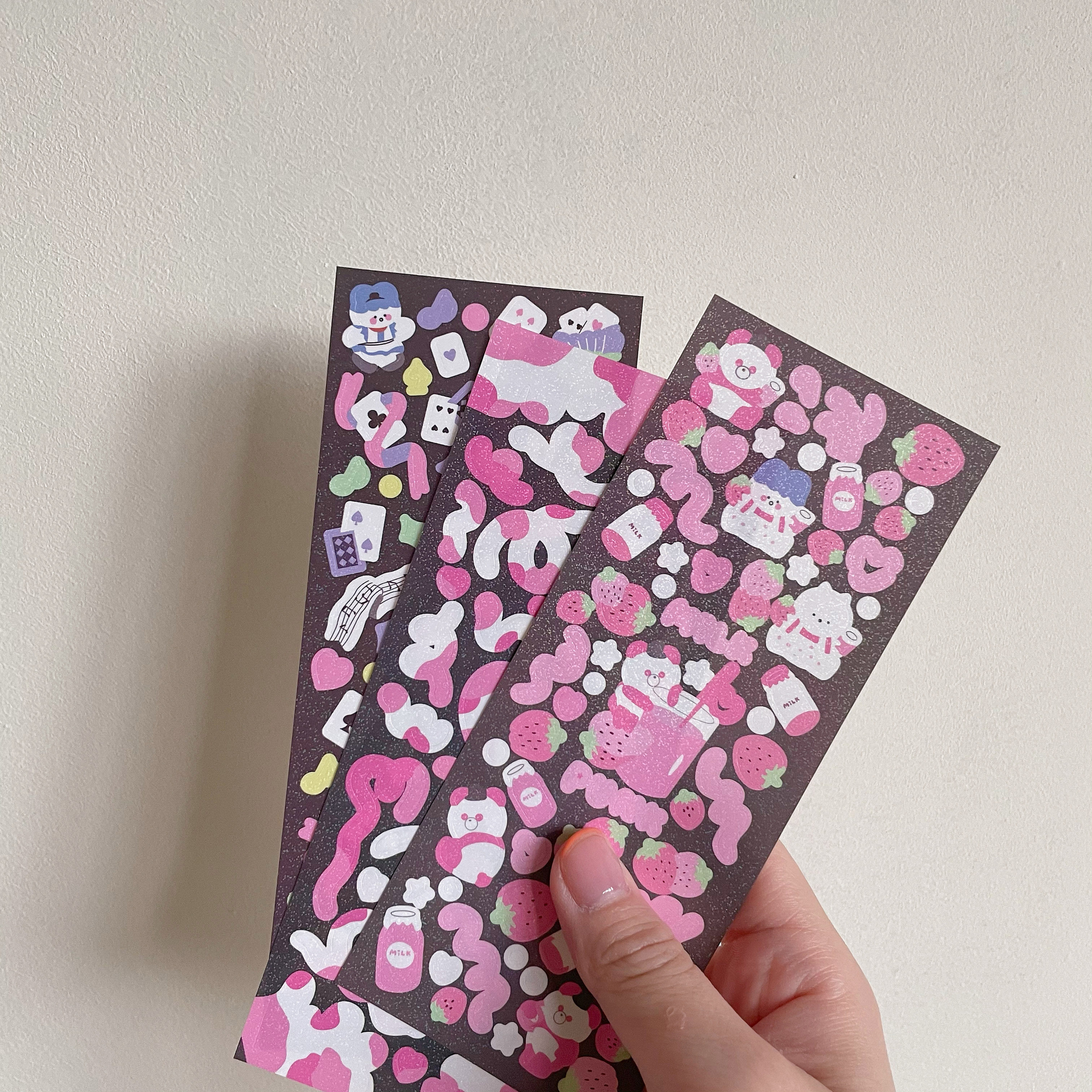 橘子商店熊猫奶牛扑克贴纸2张入搞可爱小卡贴纸