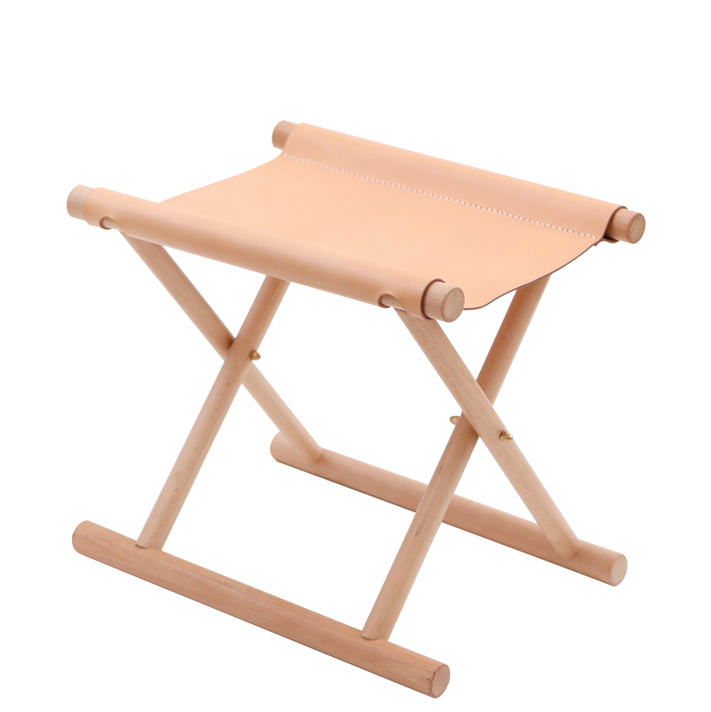 joydivision户外露营马扎真皮实木简约折叠设计植鞣折叠凳