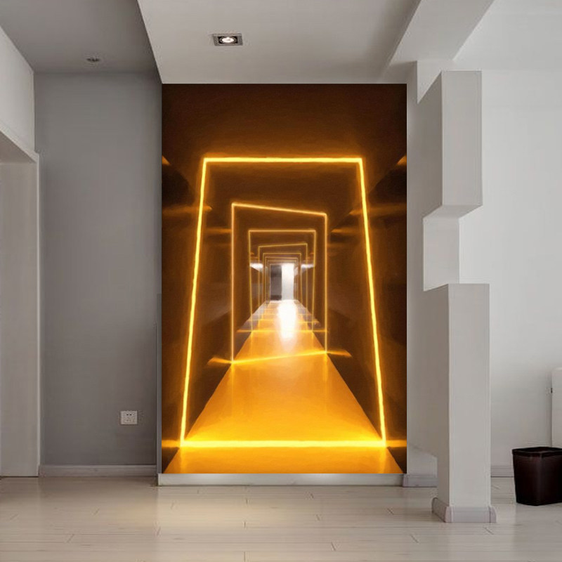 现代简约入户玄关装饰画走廊过道尽头背景墙壁纸客厅无纺布墙纸