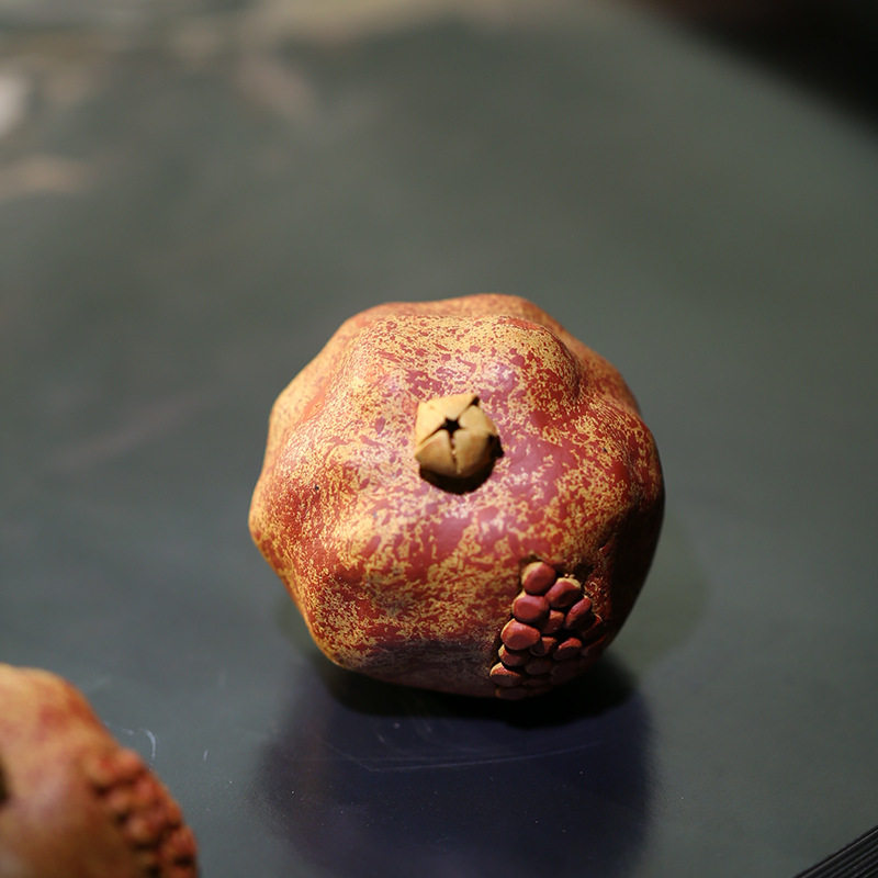 良辰好物宜兴紫砂茶宠石榴摆件雕塑创意仿真水果茶宠摆件