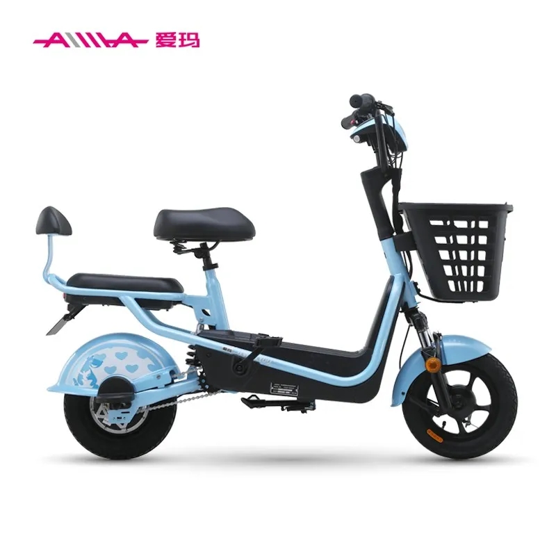 电瓶车爱玛电动车波莉亲子轻便48v12a可取锂电新国标