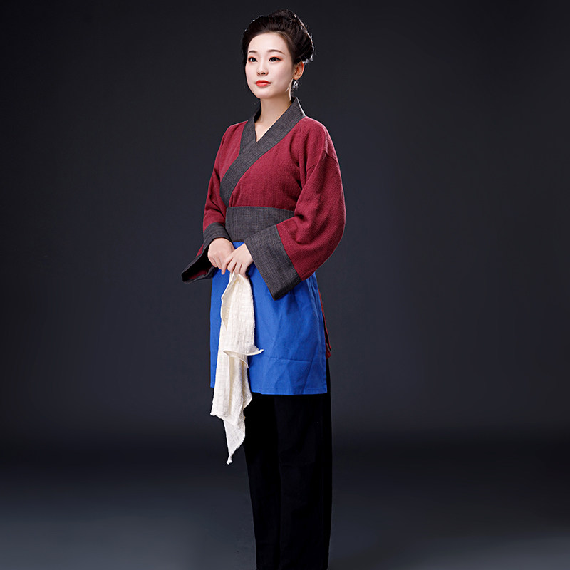 珂卡蝶影视古装棉麻汉服村姑妇人装剧组群演酒馆老板娘古装演出服