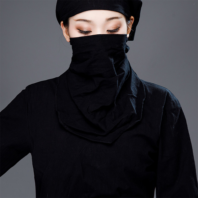 古装影视夜行衣女黑色棉麻刺客客服武侠杀手民族服装