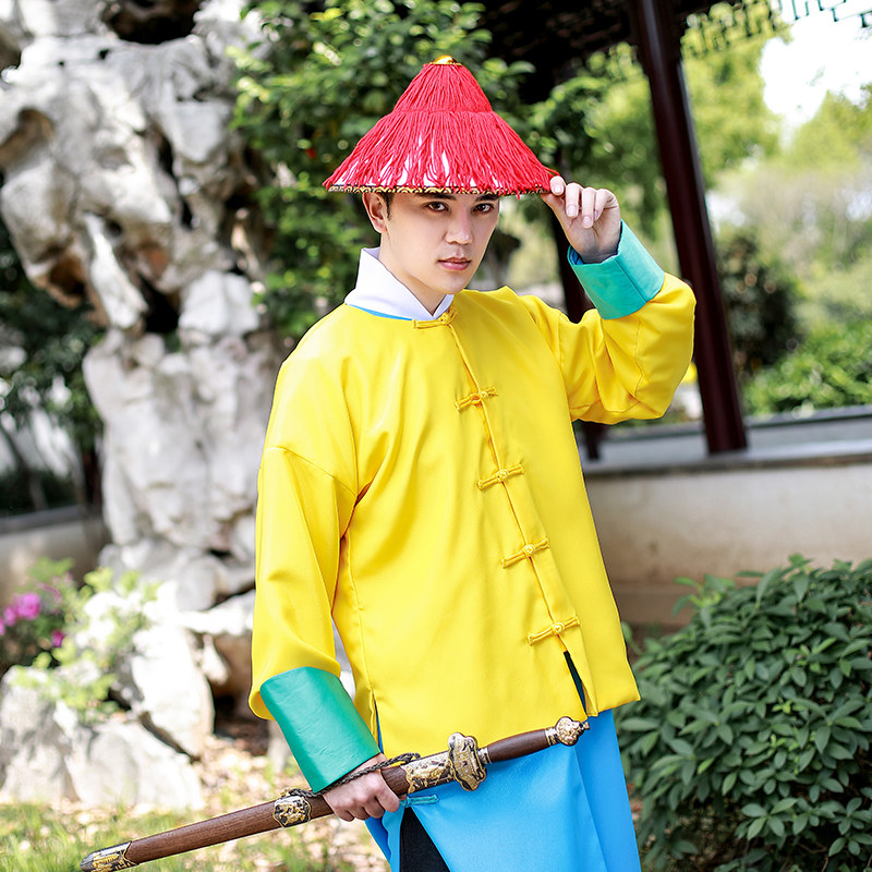 清朝影视古装群演官兵侍卫护卫服黄马褂官员民族服装