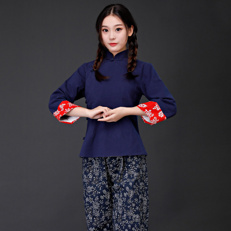 古装珂卡蝶影影视红高粱九儿同款棉麻民国丫鬟民族服装