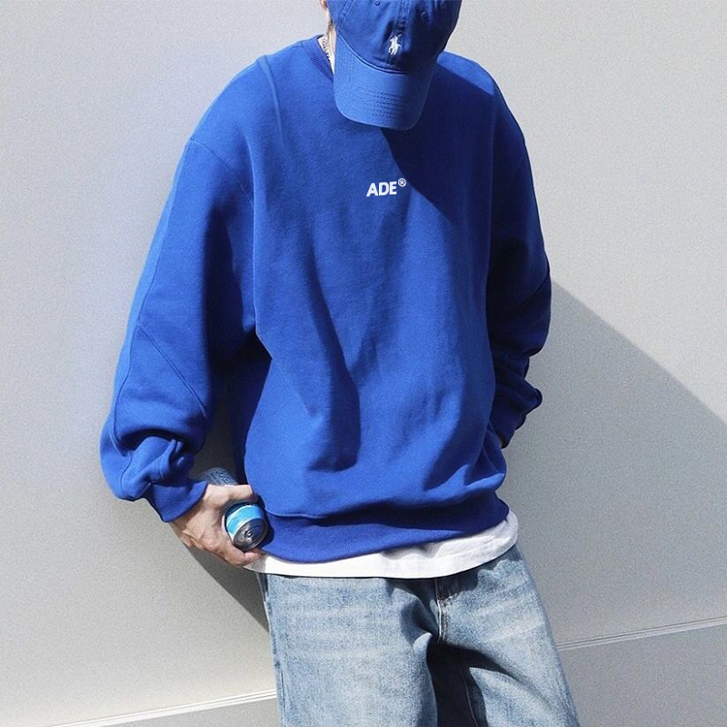 正品ADER ERROR克莱因蓝小众潮牌高街宽松秋冬情侣圆领卫衣男士