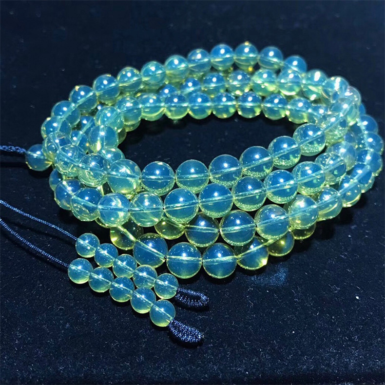 蓝珀多米矿工墨西哥天然净水琥珀手串108颗圆珠颈饰