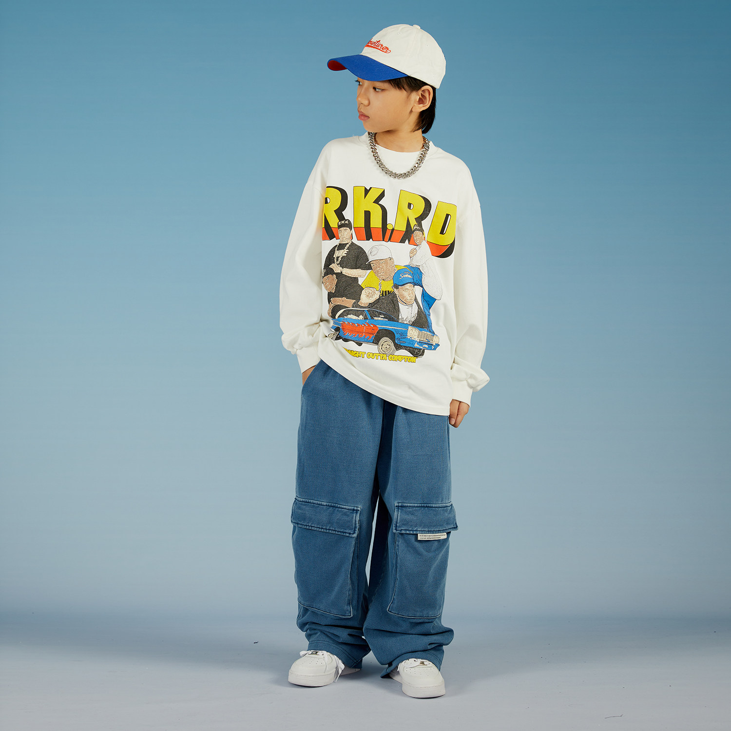 rockyroad儿童街舞潮服嘻哈长袖运动套装男女女童儿童演出服