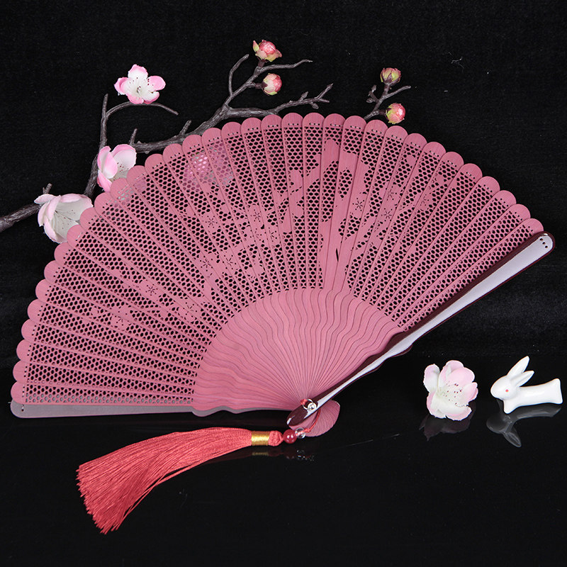 丝艺堂女式雕花镂空工艺折扇中国风礼品工艺全竹折扇小巧扇子