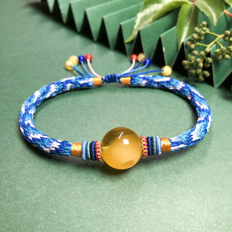 北辰珠宝手编绳艺琥珀蜜蜡圆珠手绳手手牌手链手饰