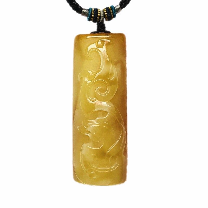 北辰御品仿古古龙琥珀蜜蜡吊坠男女女款原创颈饰