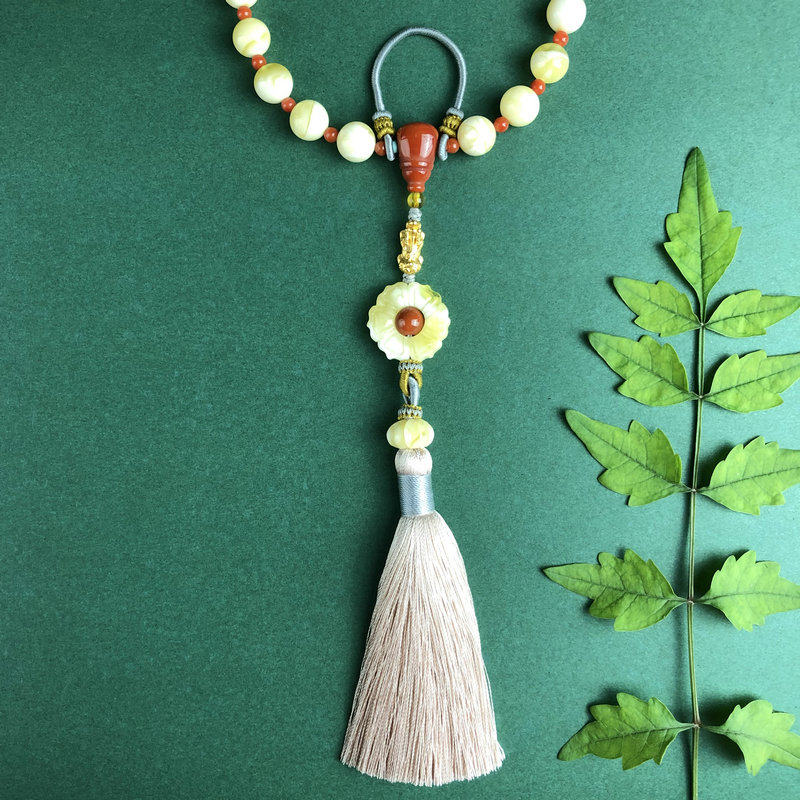 北辰御品 十八子手持压襟白花蜜蜡圆珠手串手链无优化琥珀8.8mm