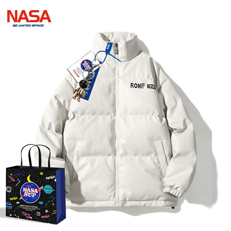 nasa旗舰店官网联名2021年新款冬季羽绒棉服棉袄潮外套PU皮棉衣男