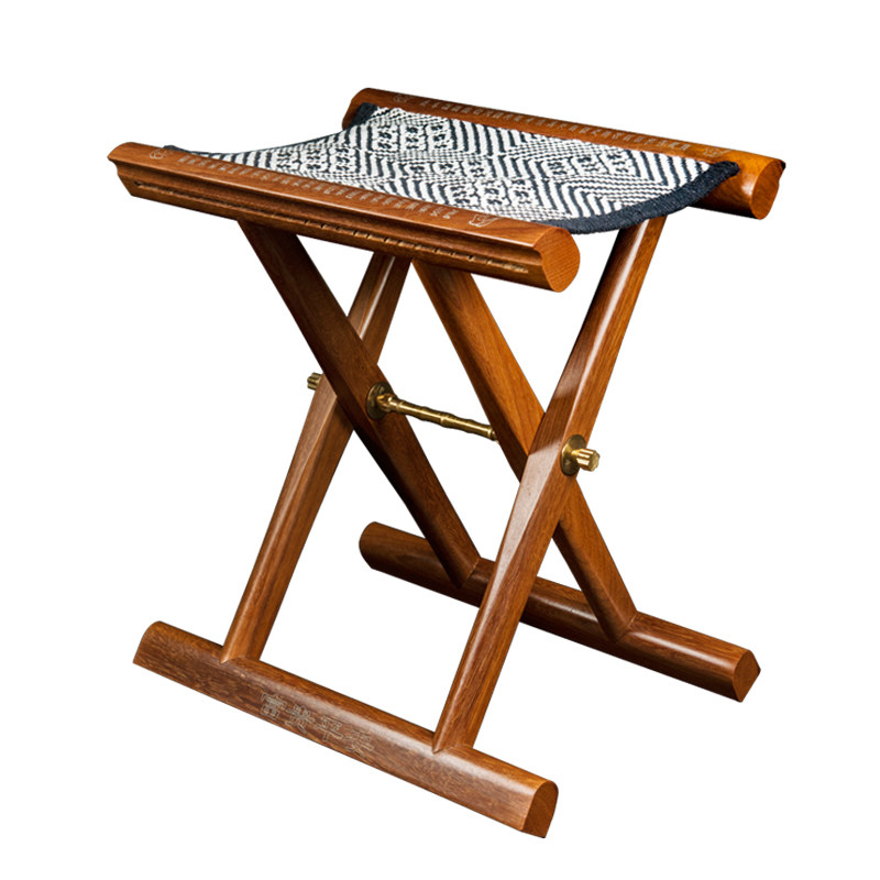 送老人礼品山东实木马扎红木工艺马扎便携式马札折叠凳子换鞋椅