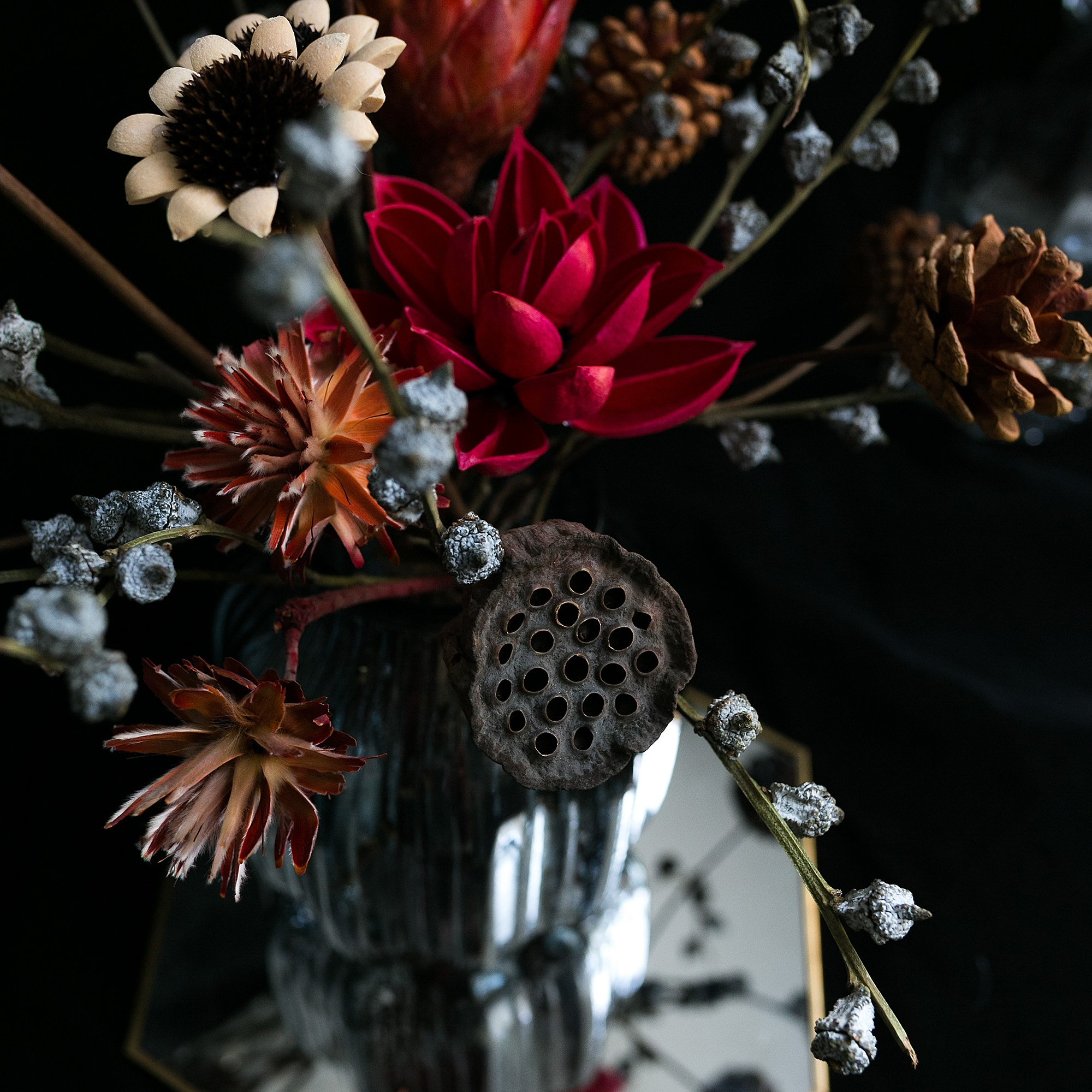 母亲节禅意永生花真花干花花束插花材料包新中式干花