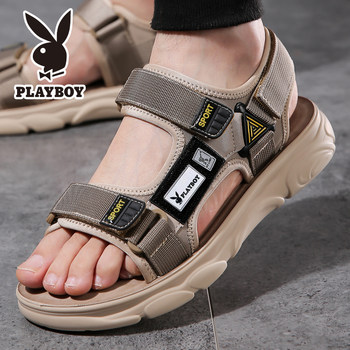 Playboy Sandals ຜູ້ຊາຍ 2024 ເກີບໃສ່ນອກທີ່ສາມາດລະບາຍອາກາດໄດ້ລະດູຮ້ອນໃຫມ່ Soft Soled Roman Beach ເກີບແລະເກີບແຕະສອງຈຸດປະສົງ