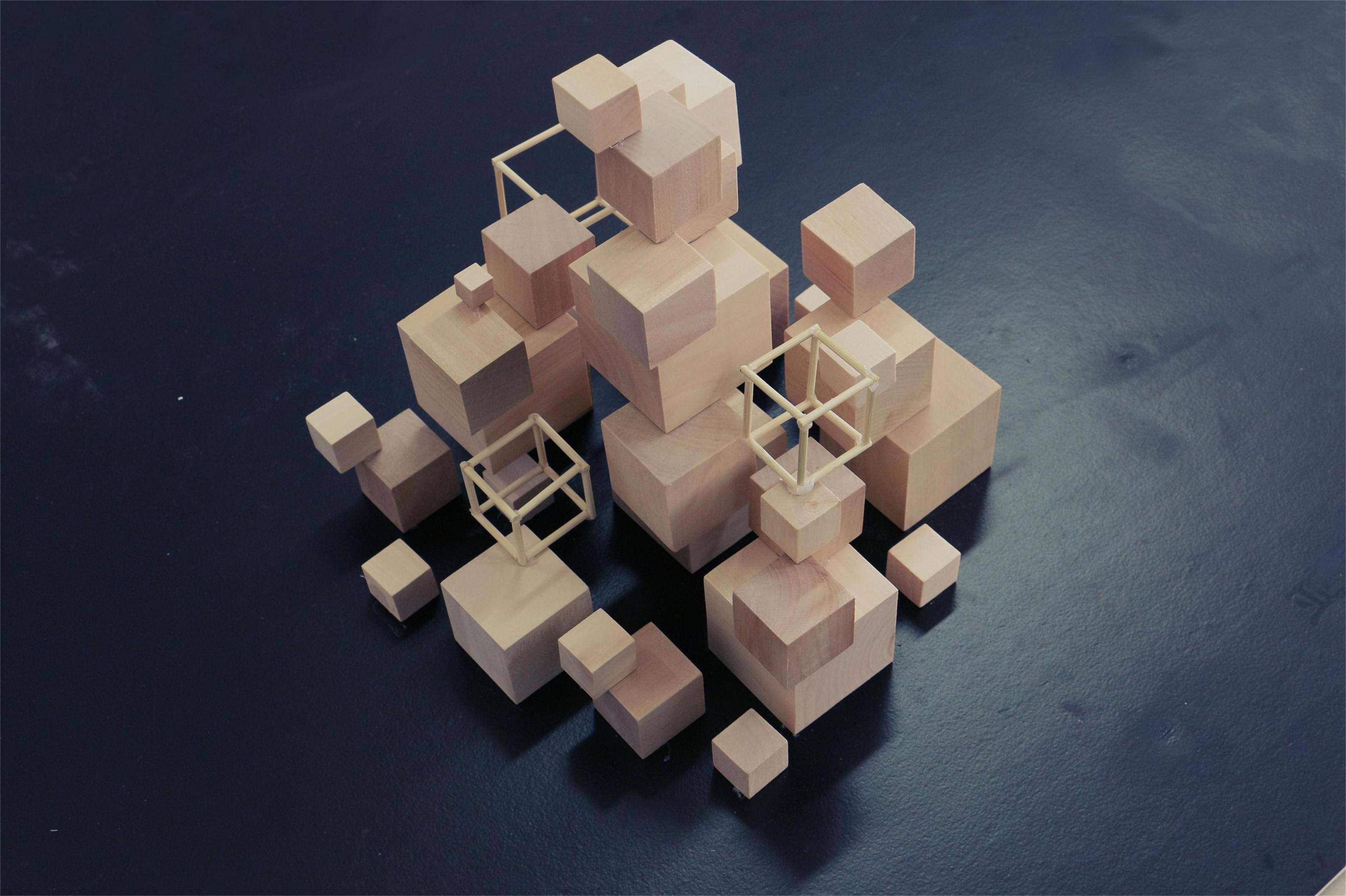 方块积木大小粒积木2-3-4-5厘米正方体立方体原木色木块教具 学具