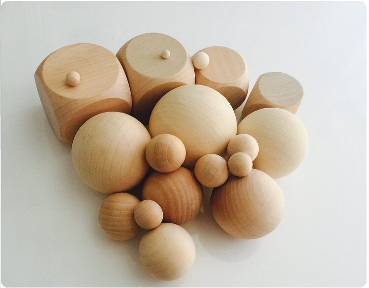 实心球圆球手工建构原木色木球大圆球彩绘球-1-2-3-4-5-5.5-6厘米