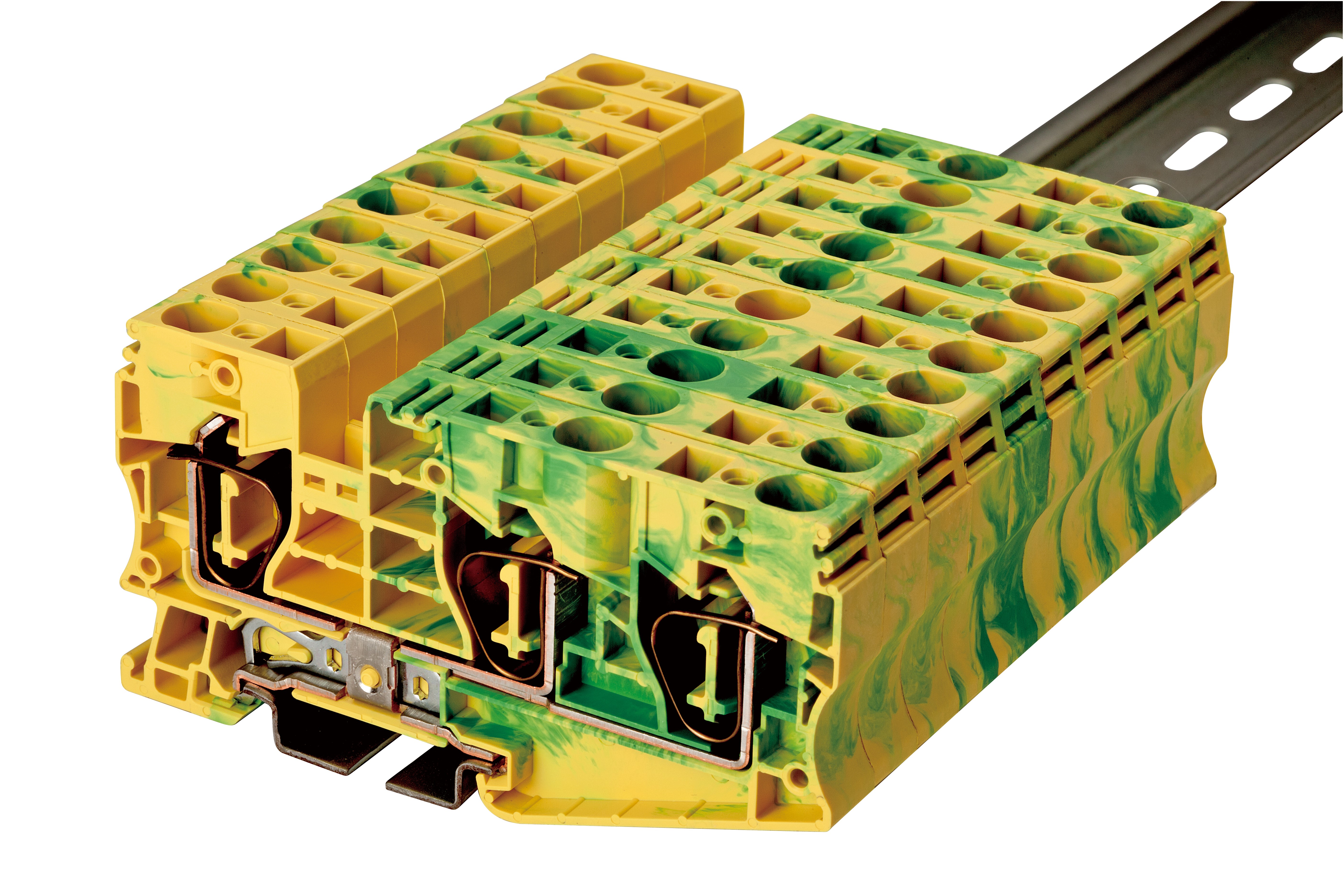 町洋dinkle导轨ak10tnpe接线端子阻燃10平方纯铜回拉终端接线端子